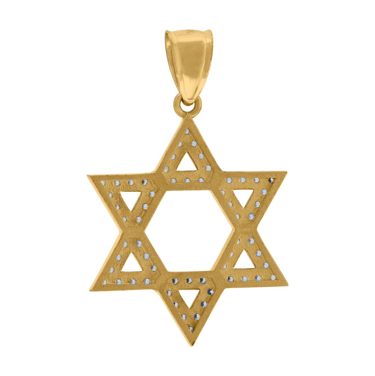10K Two-Tone Gold Cubic Zirconia Star Of David Religious Charm Pendant