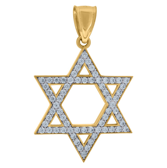 10K Two-Tone Gold Cubic Zirconia Star Of David Religious Charm Pendant