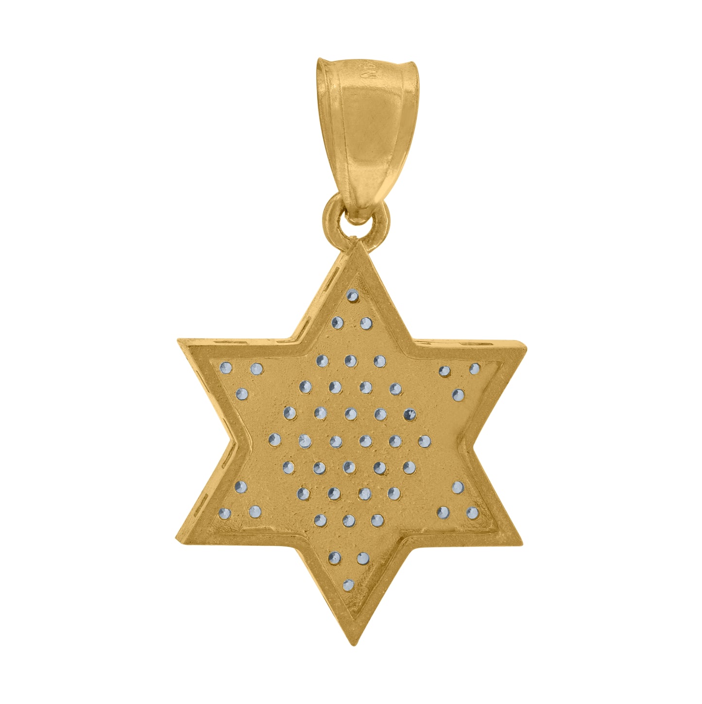 10K Two-Tone Gold Cubic Zirconia Star Of David Religious Charm Pendant