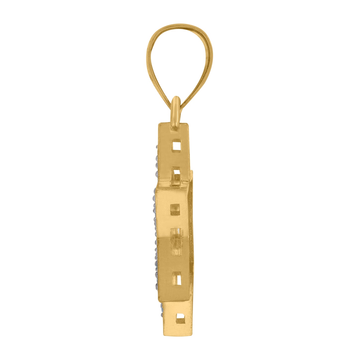 10K Two-Tone Gold Cubic Zirconia Star Of David Religious Charm Pendant