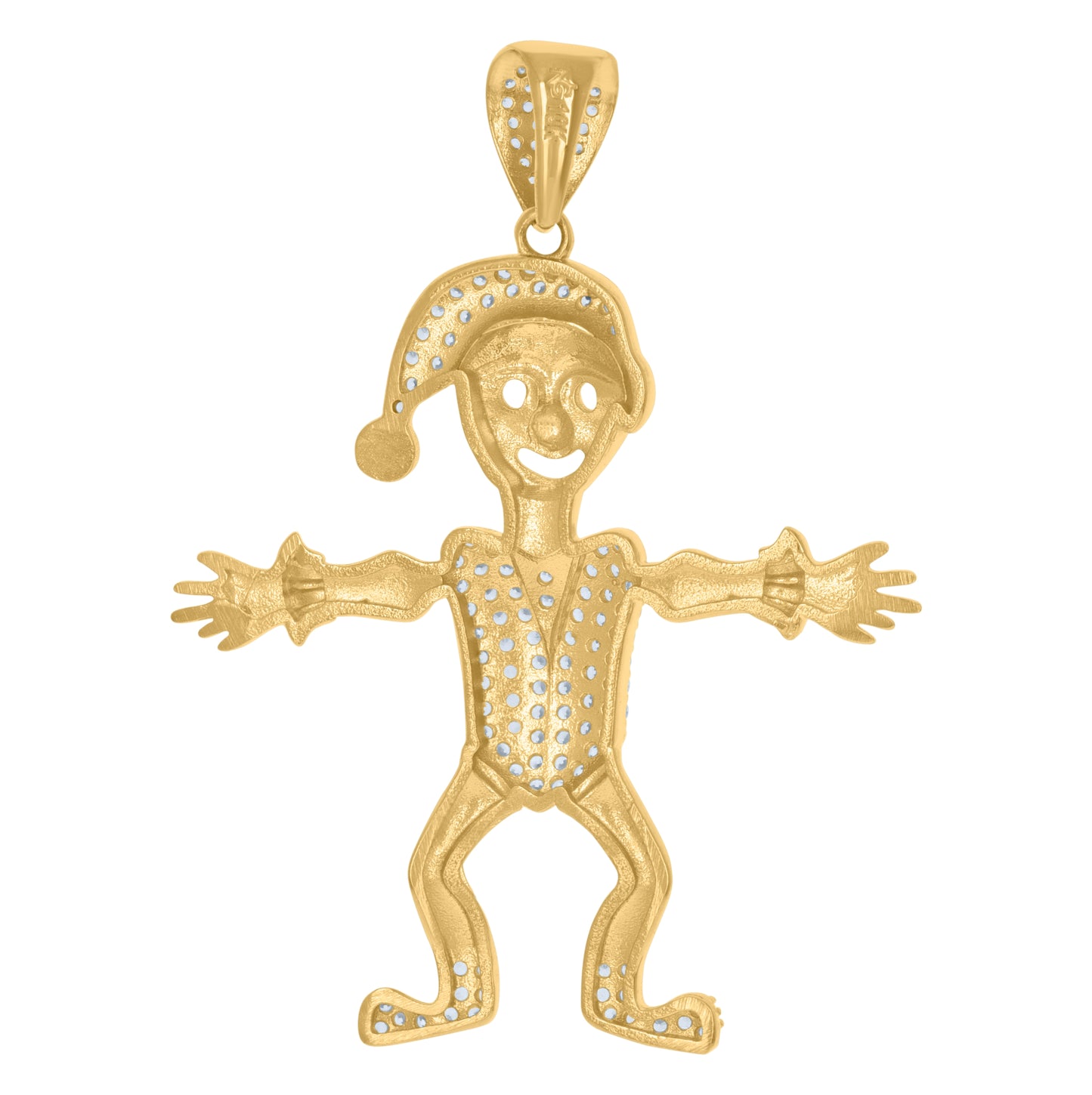 10K Yellow Gold Mens Cubic-Zirconia Joker Fashion Charm Pendant