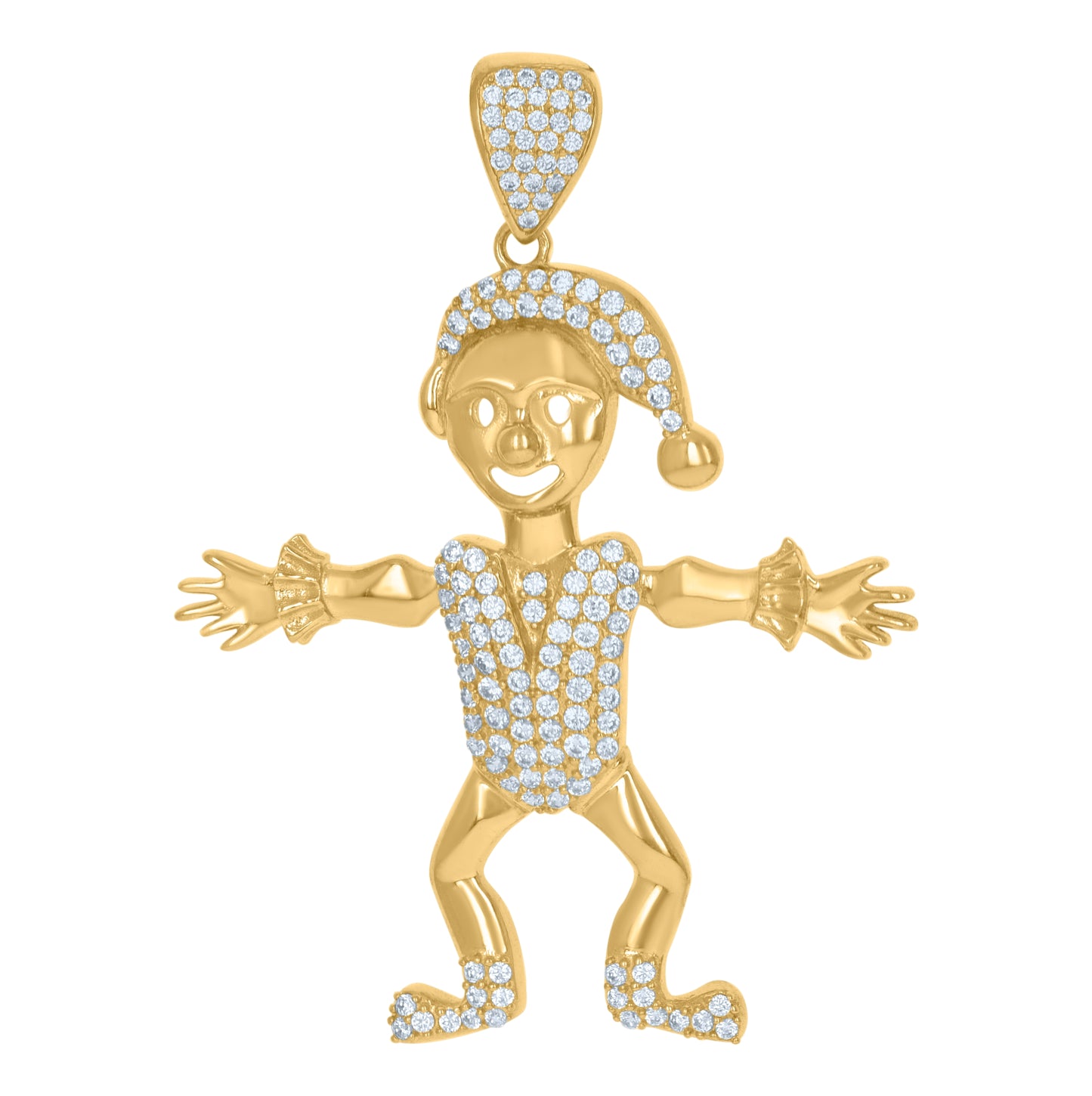10K Yellow Gold Mens Cubic-Zirconia Joker Fashion Charm Pendant