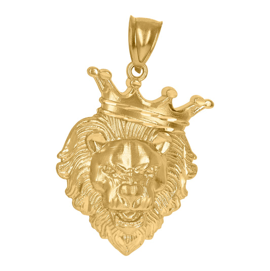 10K Yellow Gold Mens Leo Zodiac Sign Lion Animal Wildlife Charm Pendant