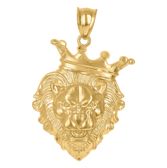 10K Yellow Gold Mens Leo Zodiac Sign Lion Animal Wildlife Charm Pendant
