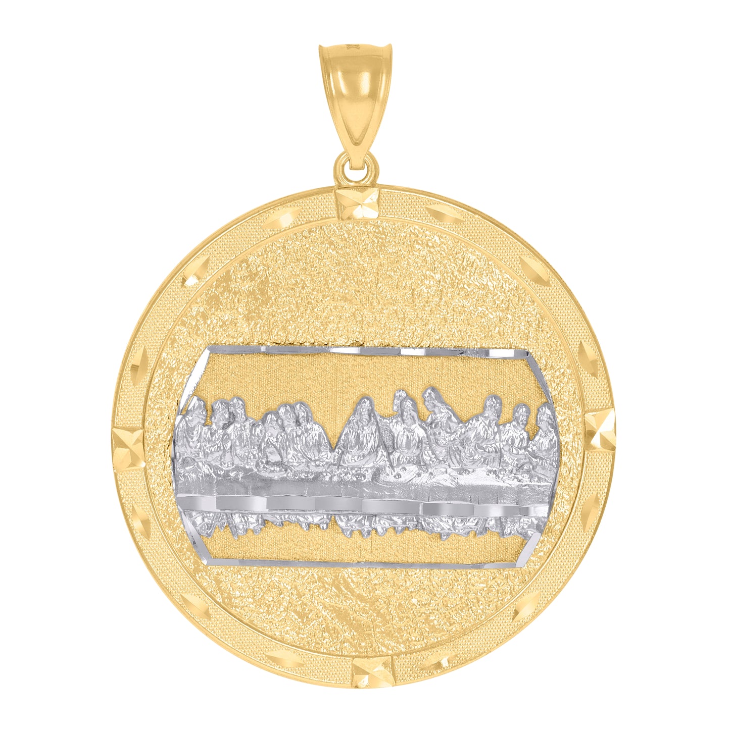 10K Two-Tone Gold Mens Last Supper Religious Charm Pendant