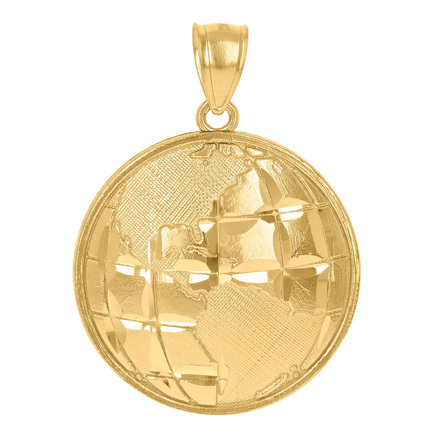 10K Yellow Gold Mens World Map Globe Maps Charm Pendant