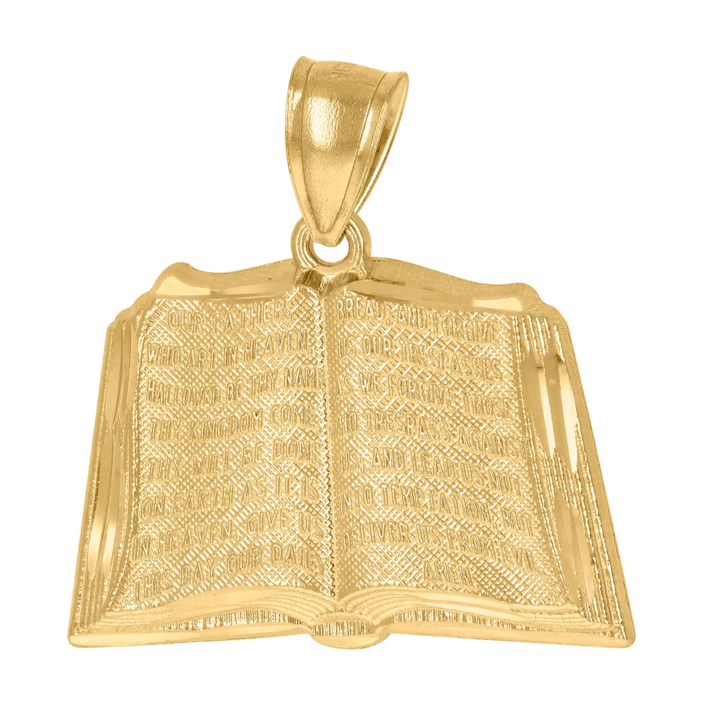 10K Yellow Gold Unisex Holy Bible Holy Book Symbol Religious Charm Pendant