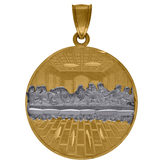 10K Two-Tone Gold Diamond-Cut Last Supper Religious Charm Pendant