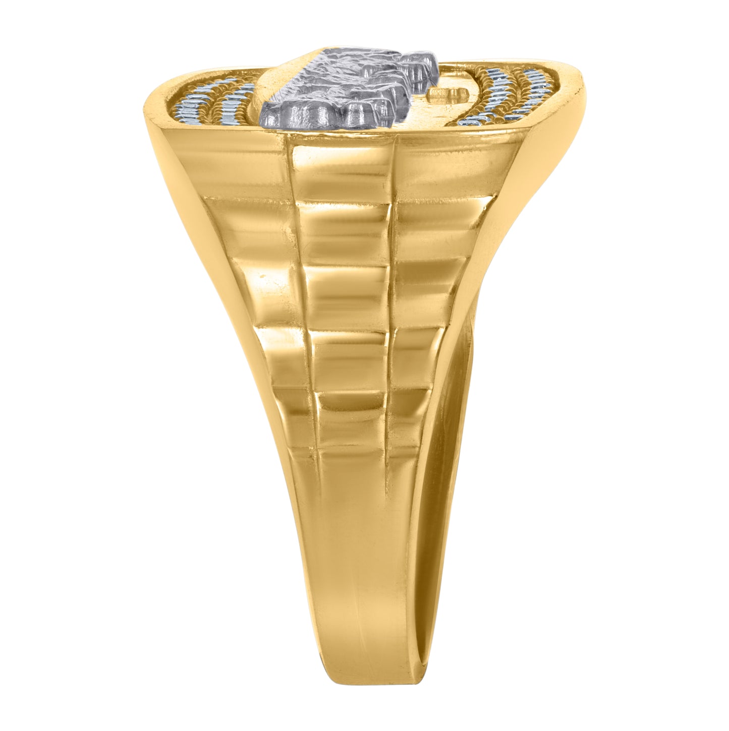 10K Two-Tone Gold Mens Cubic-Zirconia Last Supper Religious Ring