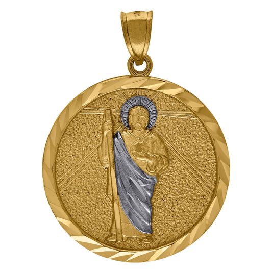 10K Two-Tone Gold Diamond-Cut Last Supper Religious Charm Pendant