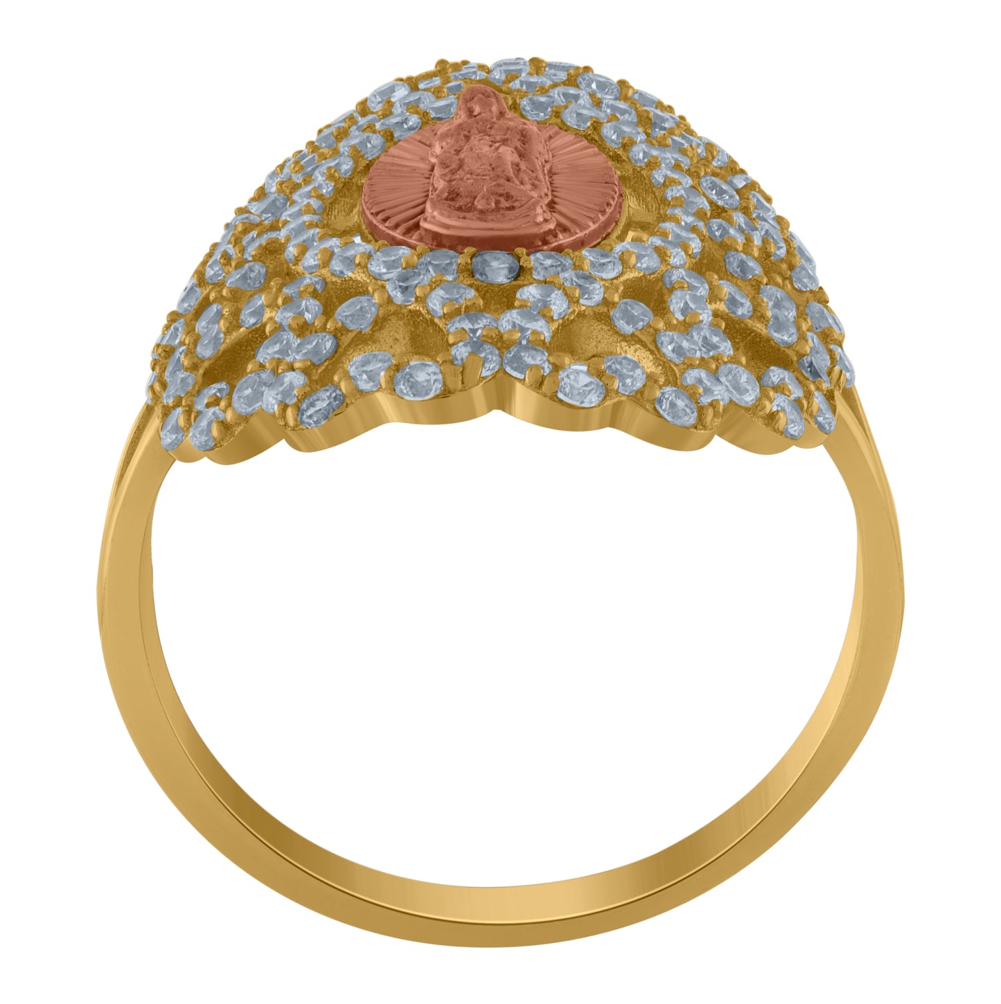 10K Two-Tone Gold Womens Cubic-Zirconia Guadalupe Religious Ring