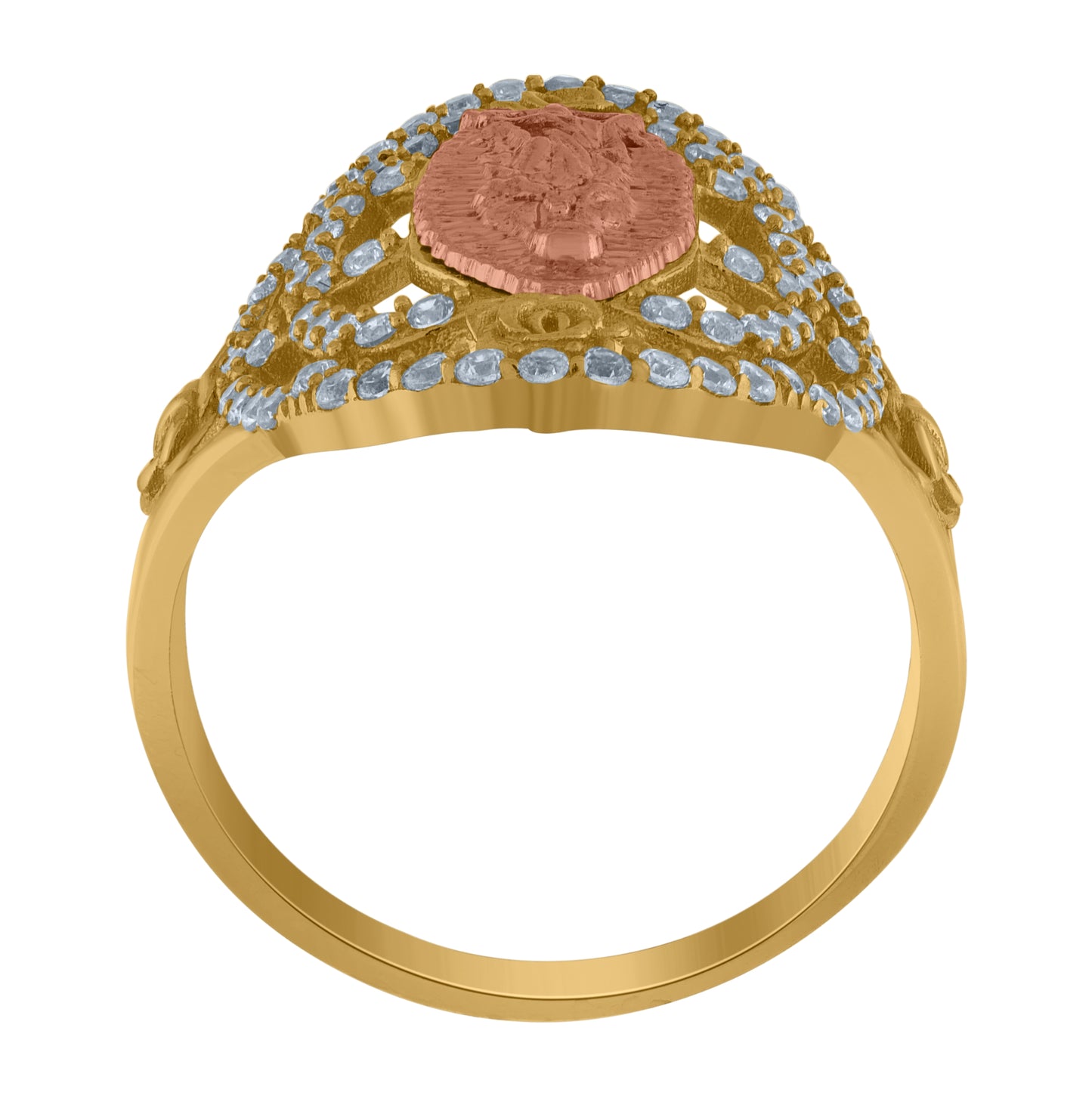 10K Two-Tone Gold Womens Cubic-Zirconia Guadalupe Religious Ring