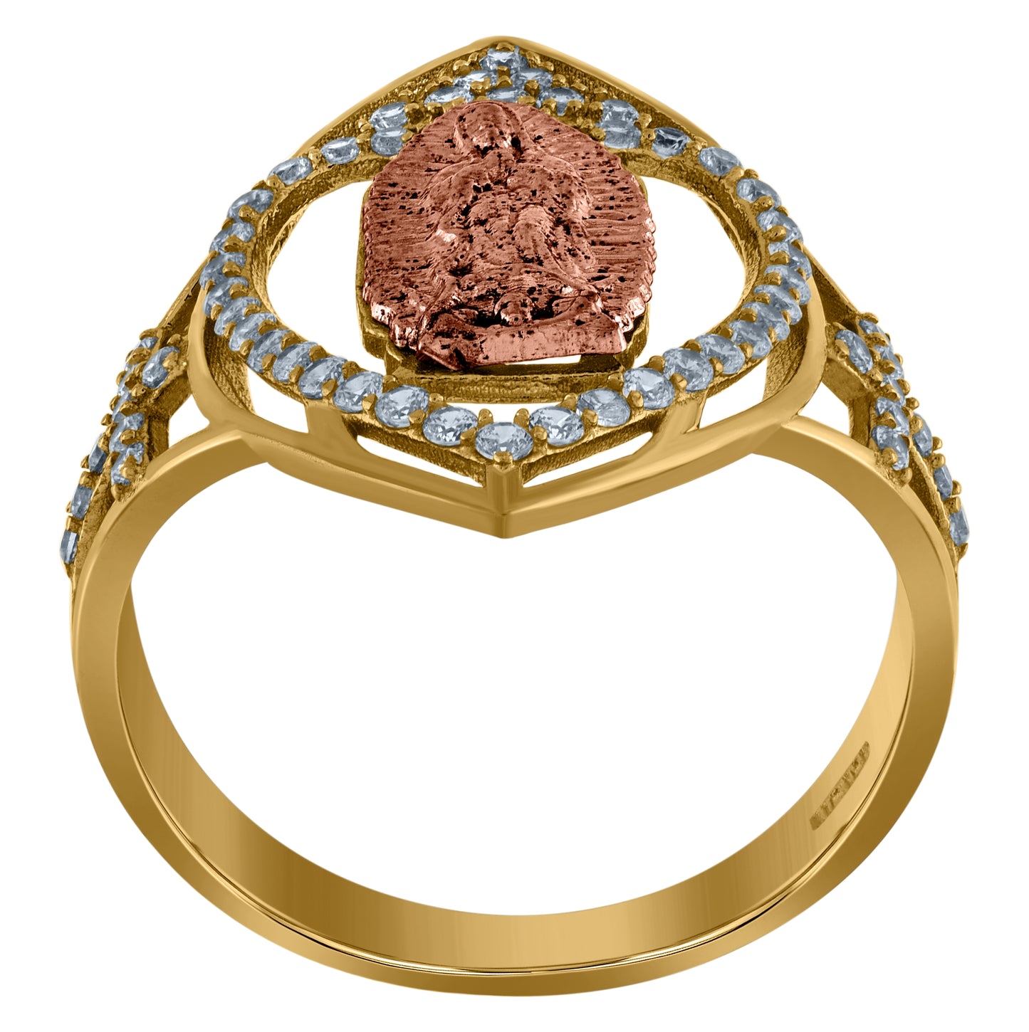 10K Two-Tone Gold Womens Cubic-Zirconia Guadalupe Religious Ring