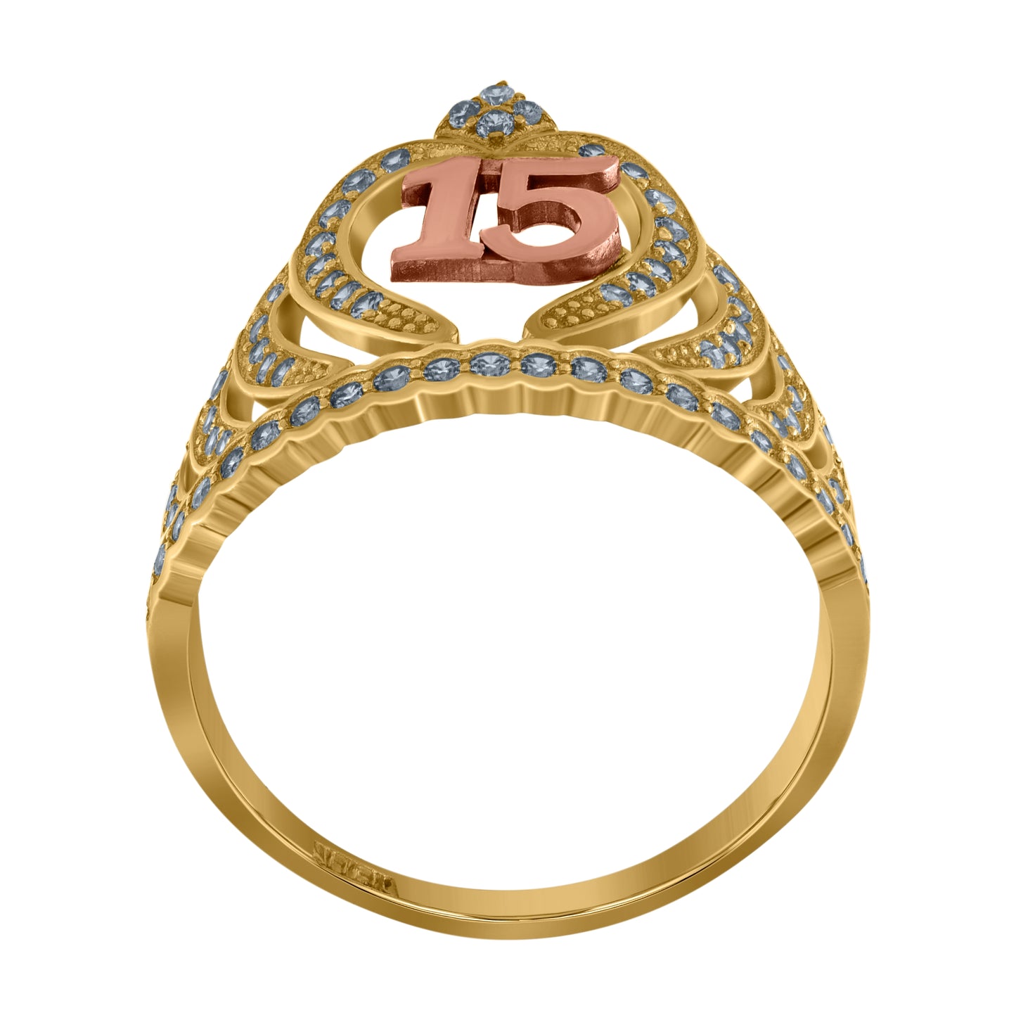 10K Two-tone Gold Womens Cubic-Zirconia 15 Anos Quinceanera Ring