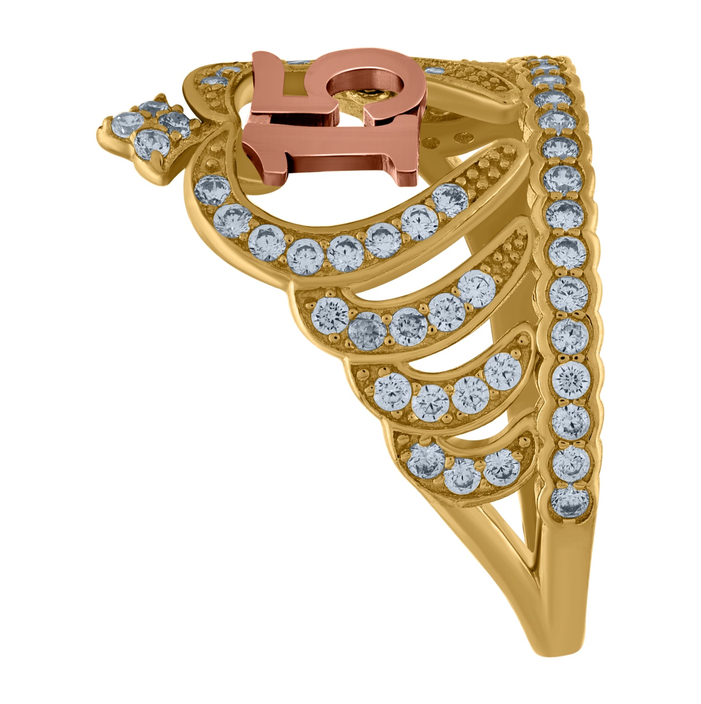 10K Two-tone Gold Womens Cubic-Zirconia 15 Anos Quinceanera Ring