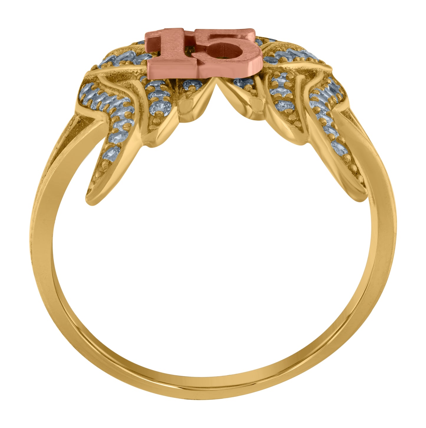 10K Two-tone Gold Womens Cubic-Zirconia Angel Wings 15 Anos Quinceanera Ring