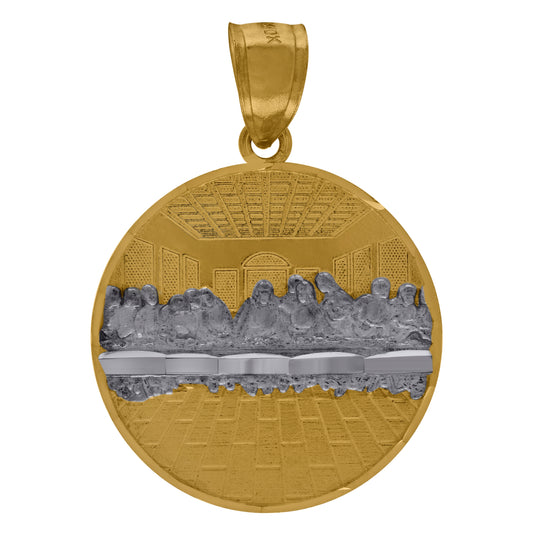 10K Two-Tone Gold Diamond-Cut Last Supper Religious Charm Pendant
