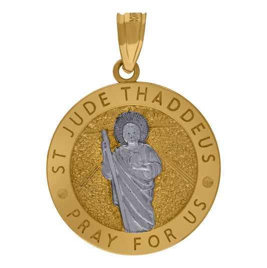 10K Two-Tone Gold Mens Religious St. Jude Pendant