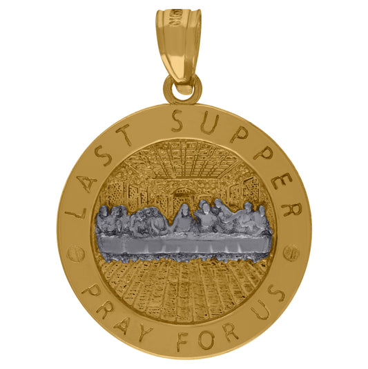 10K Two-Tone Gold Mens Religious Last Supper Pendant