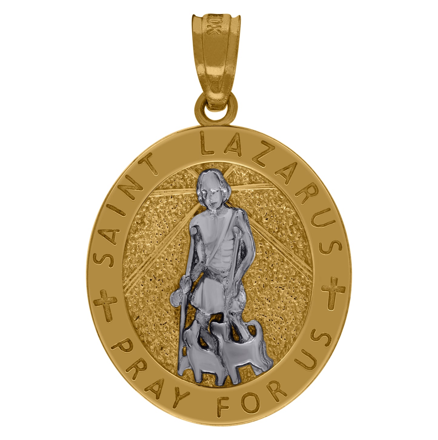 10K Two-Tone Gold Mens Religious St. Lazarus Pendant