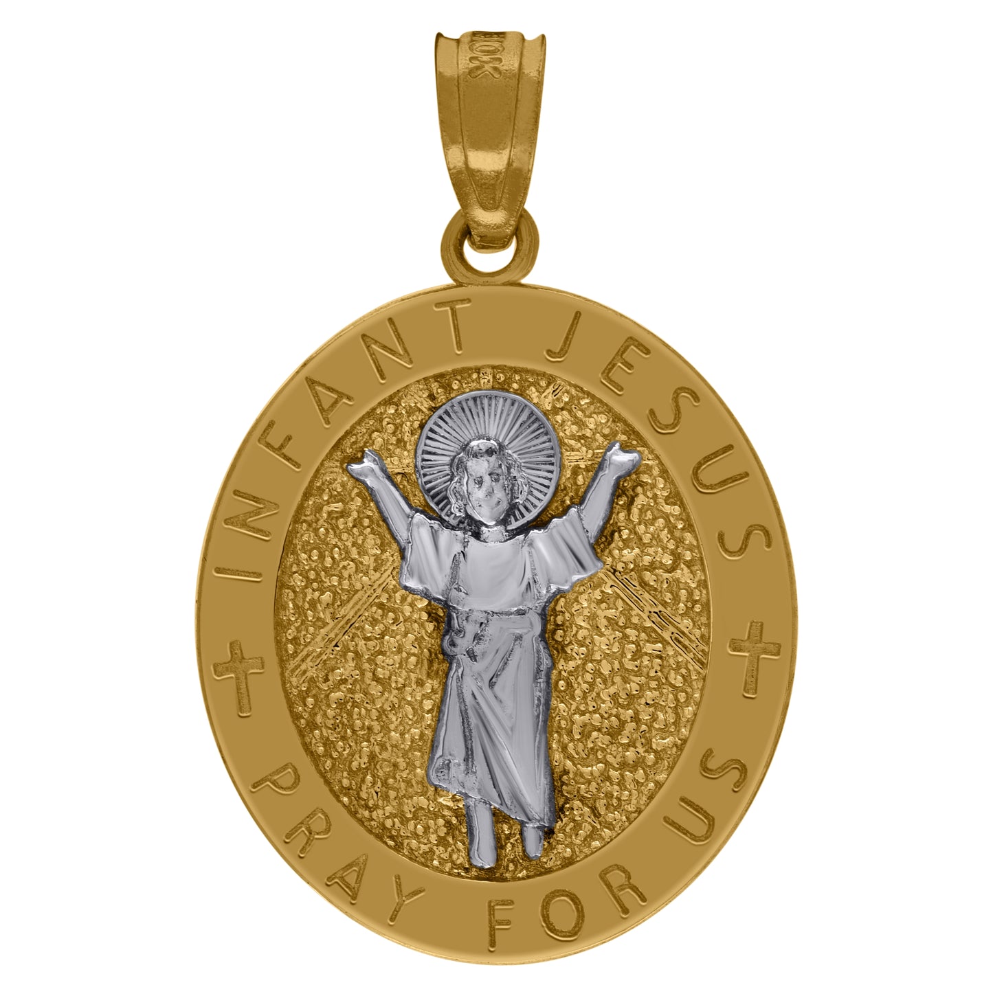10K Two-Tone Gold Mens Religious Infant Jesus Pendant