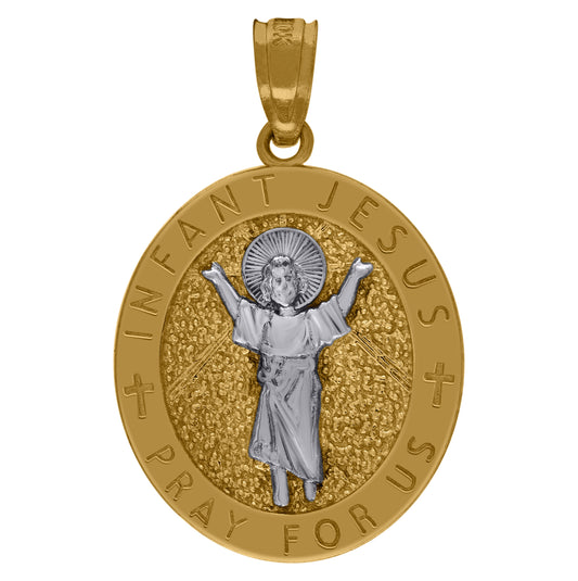 10K Two-Tone Gold Mens Religious Infant Jesus Pendant