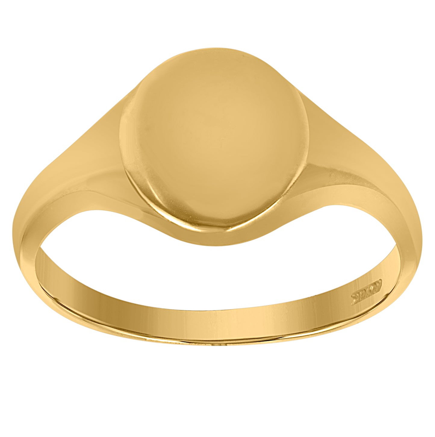 10K Yellow Gold Mens Polished Oval Head Signet Engraveable Ring