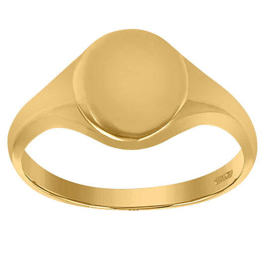 10K Yellow Gold Mens Polished Oval Head Signet Engraveable Ring