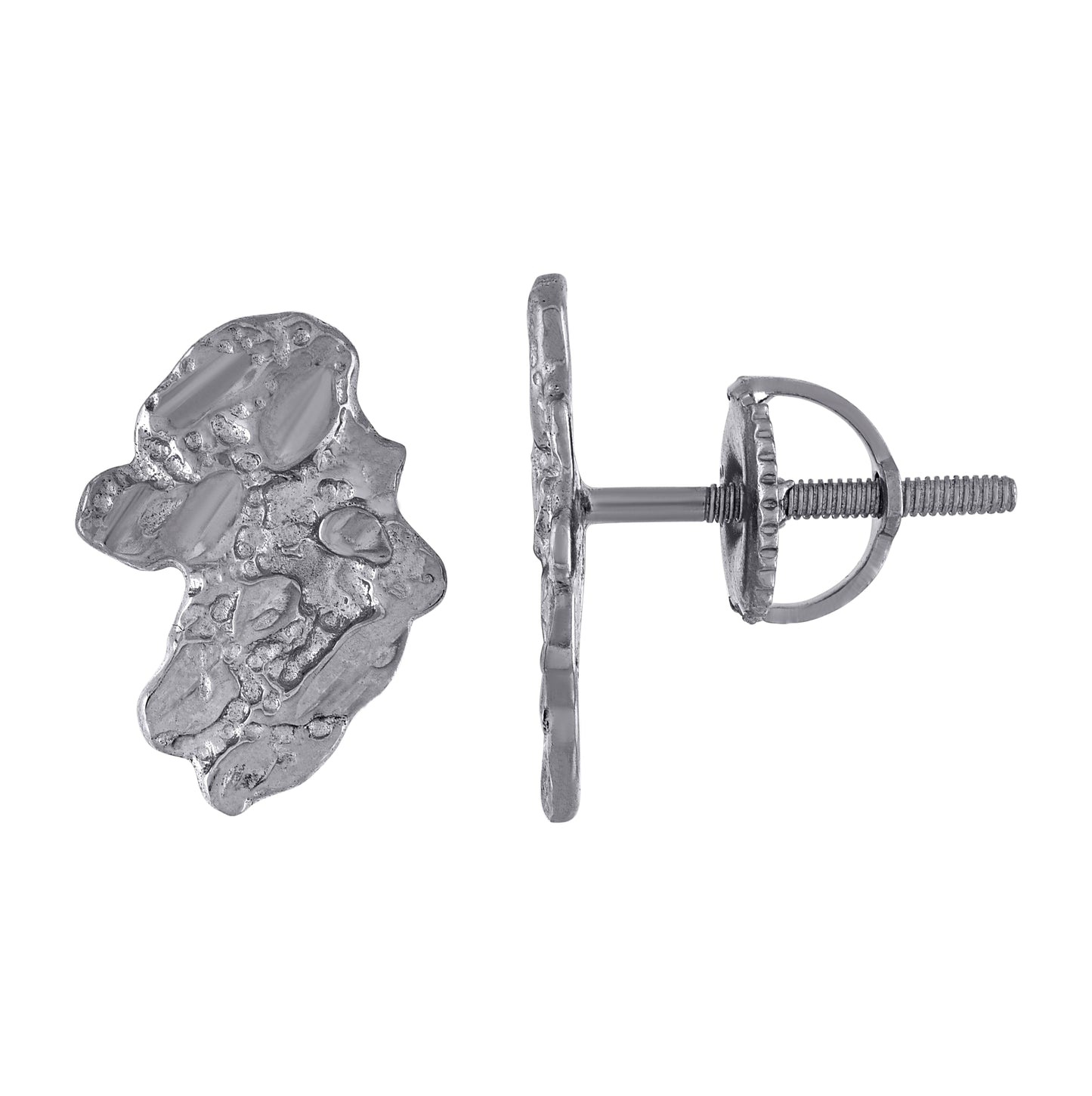 Sterling Silver Unisex Nugget Stud Earrings