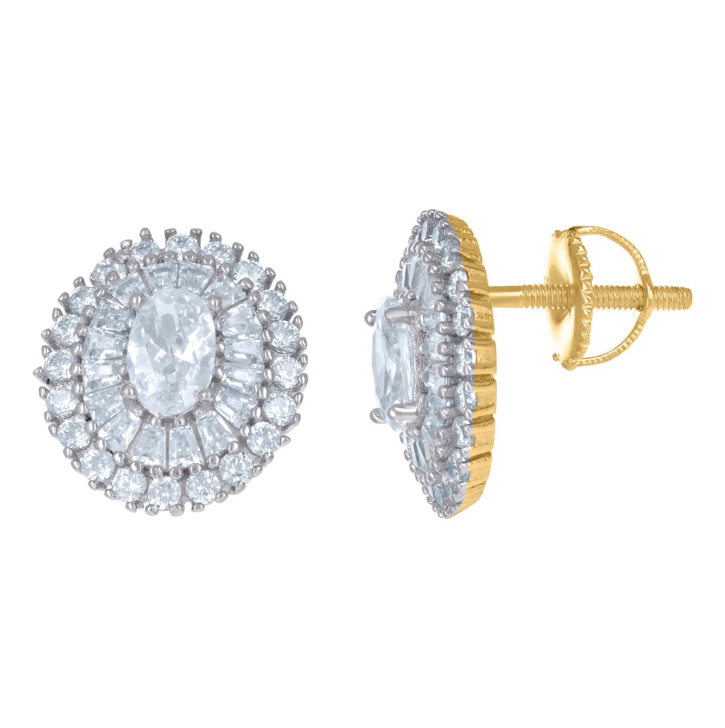 Sterling Silver Womens Oval Cubic-Zirconia Oval Fashion Stud Earrings
