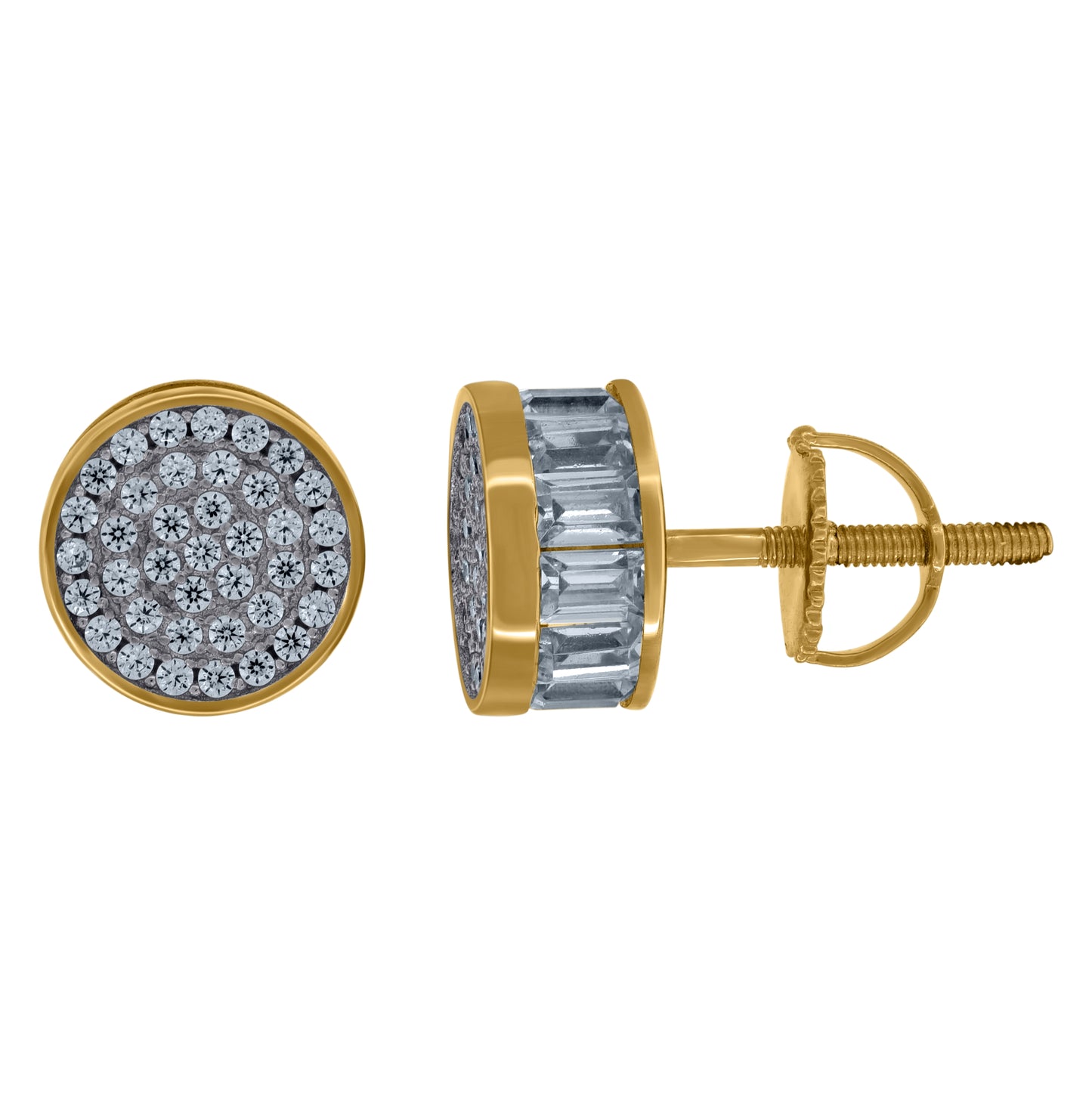 Sterling Silver Unisex Cubic-Zirconia Fashion Stud Earrings