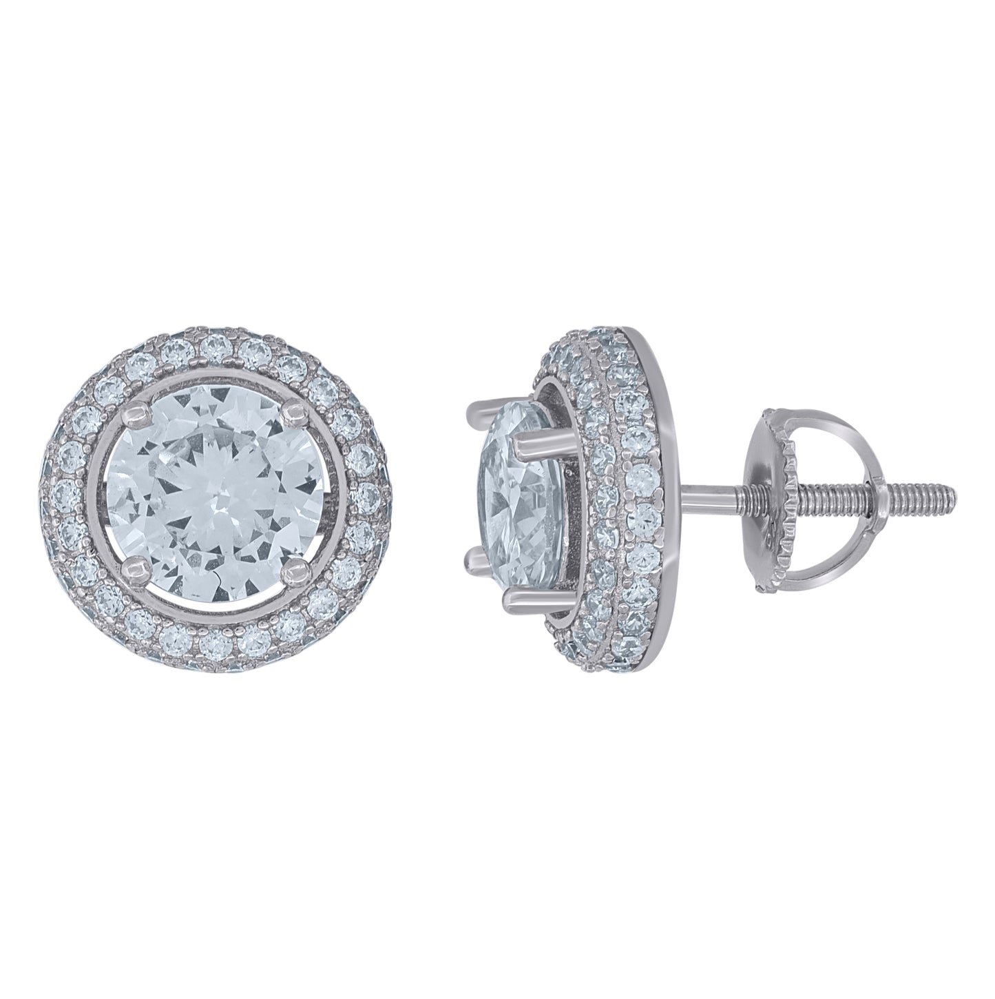 Sterling Silver Womens Cubic-Zirconia Fashion Stud Earrings