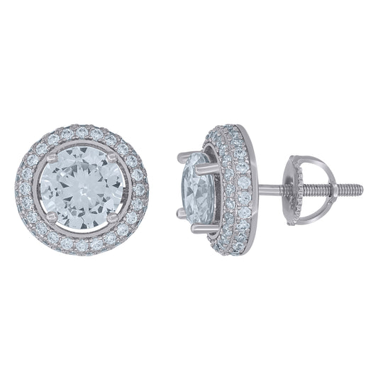 Sterling Silver Womens Cubic-Zirconia Fashion Stud Earrings