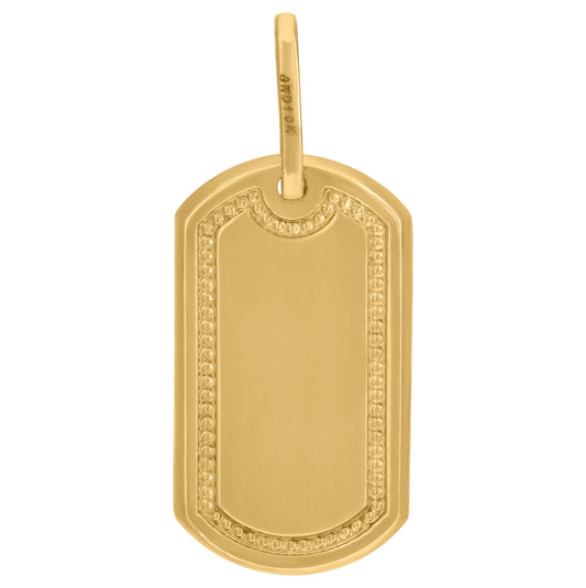 10K Yellow Gold Mens Fashion Dog Tag Pendant
