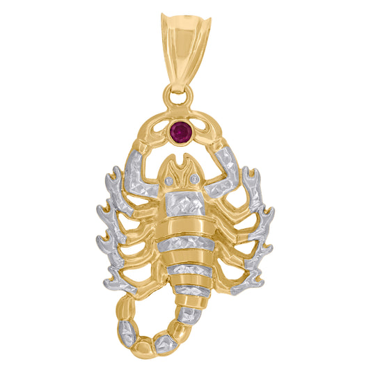10K Two-Tone Gold Men Cubic-Zirconia Zodiac Sign Scorpion Pendant