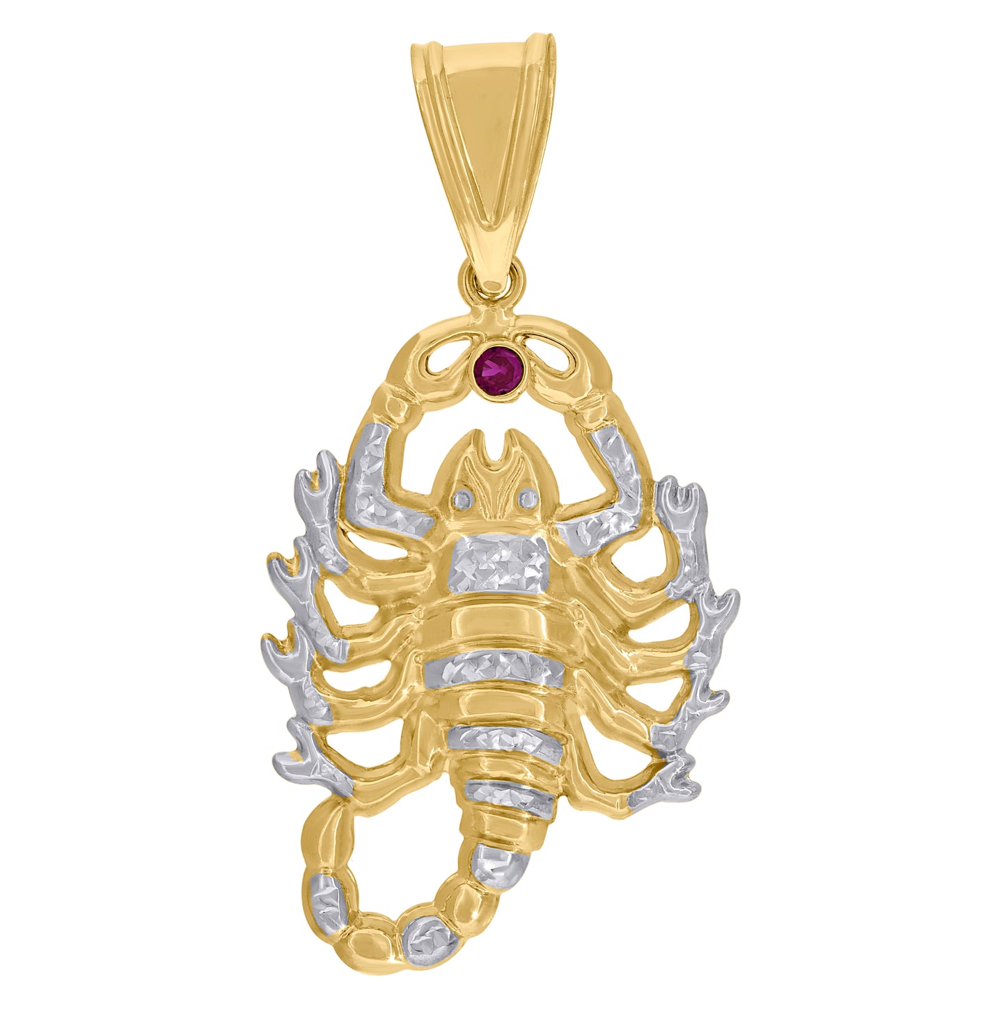 10K Two-Tone Gold Men Cubic-Zirconia Zodiac Sign Scorpion Pendant