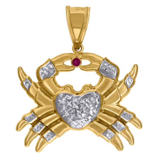 10K Two-Tone Gold Men Cubic-Zirconia Zodiac Sign Cancer Pendant