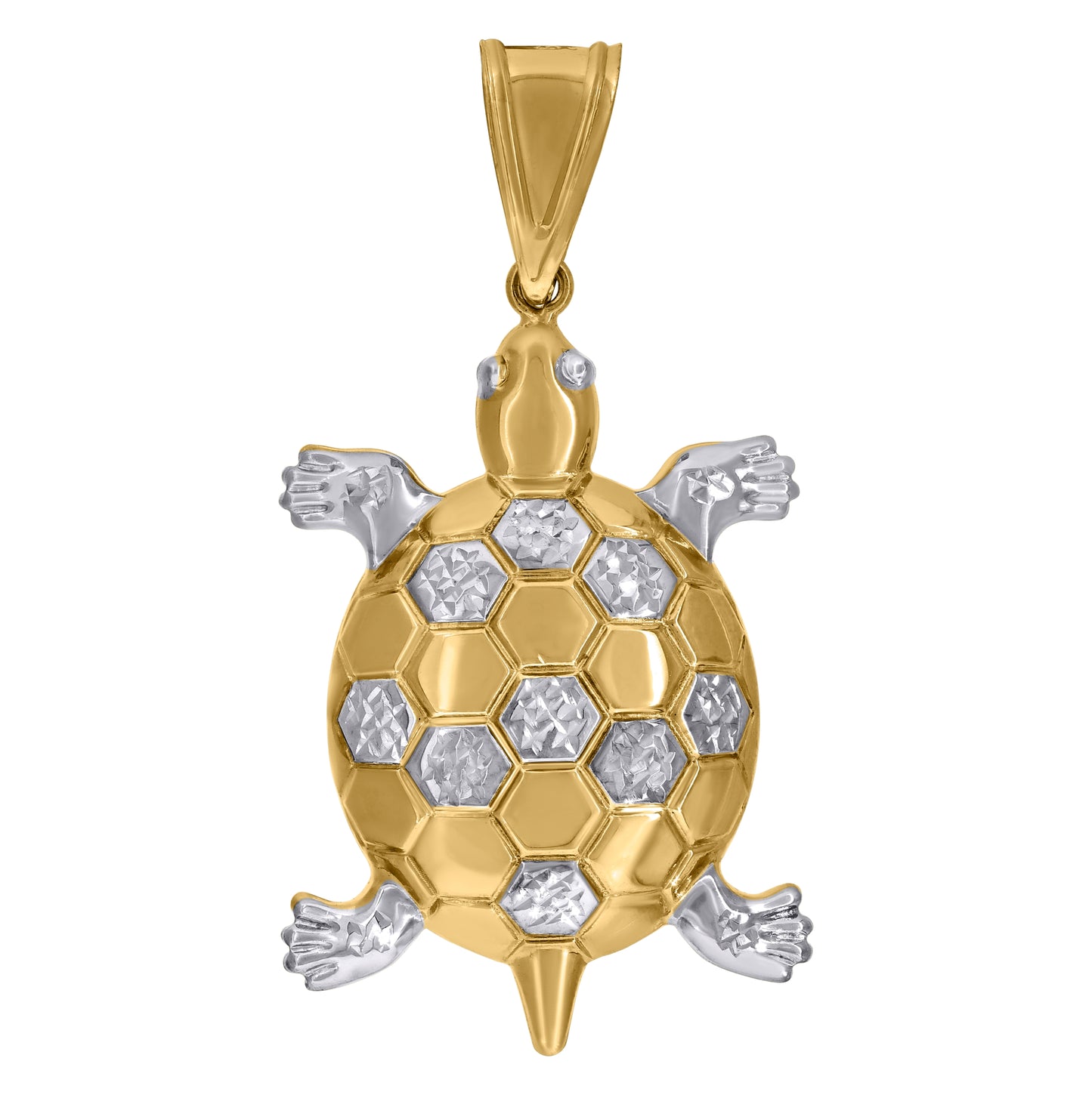 10K Two-Tone Gold Mens Tortoise Animal Pendant