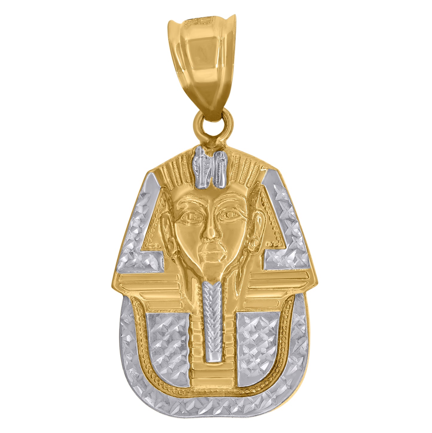 10K Two-Tone Gold Mens Egyptian Pharaoh Pendant