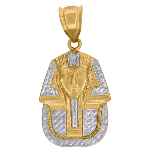 10K Two-Tone Gold Mens Egyptian Pharaoh Pendant