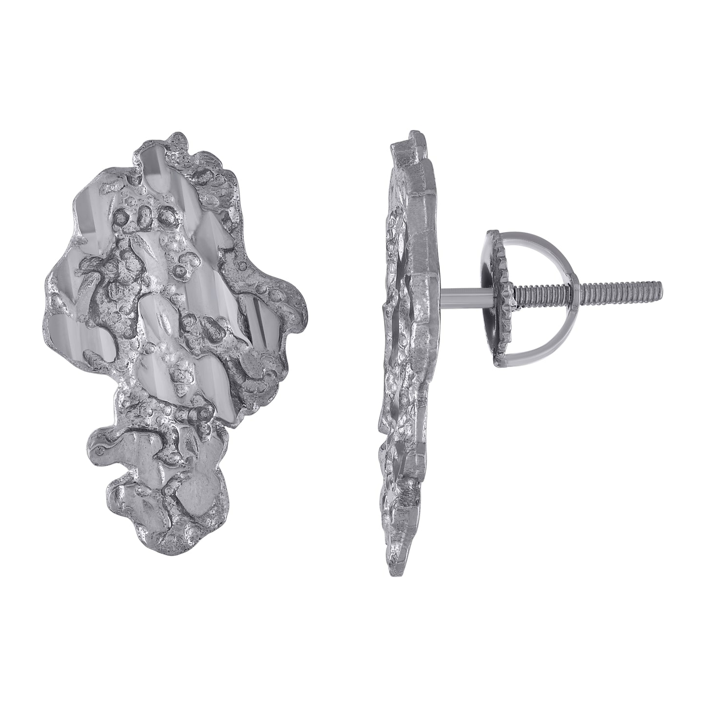 Sterling Silver Unisex Nugget Stud Earrings