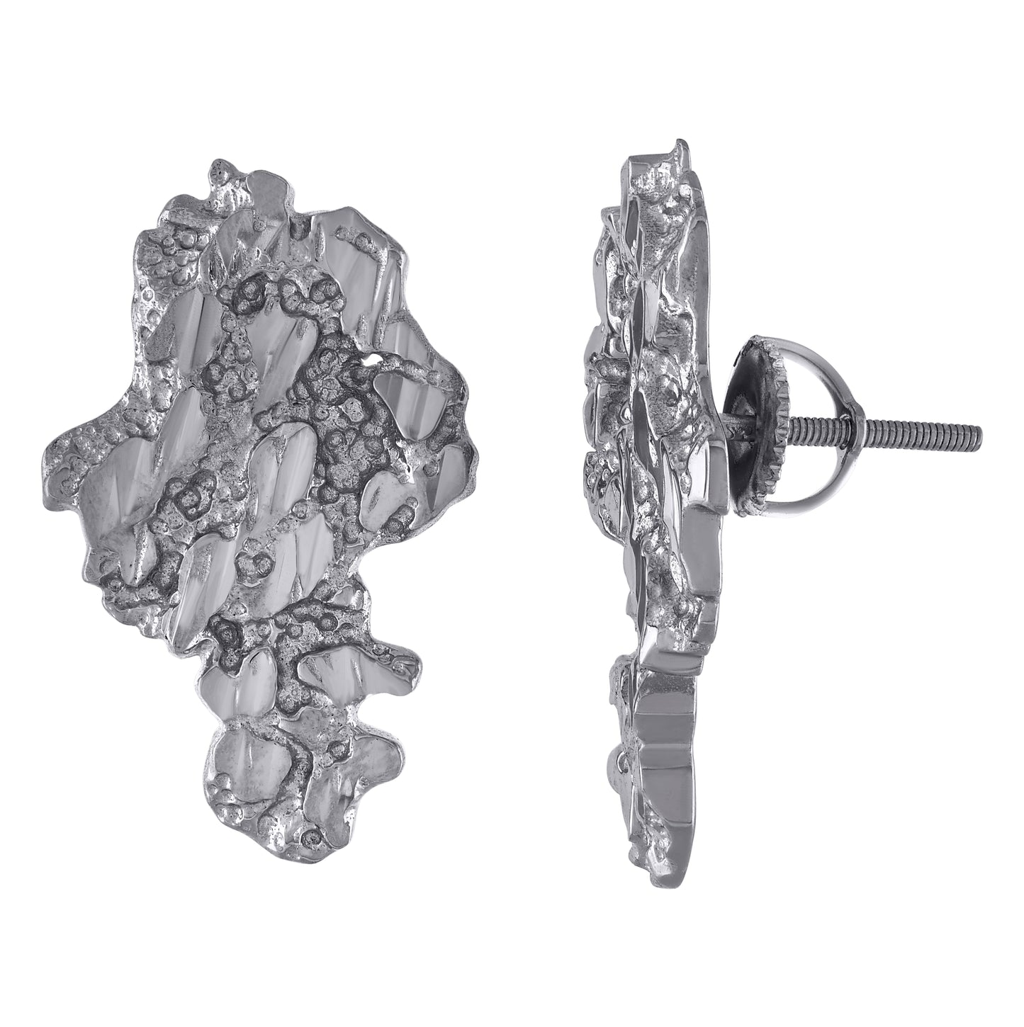 Sterling Silver Unisex Nugget Stud Earrings