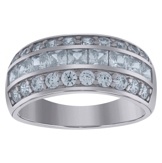 Sterling Silver Women's Princess-Cut Cubic-Zirconia Bridal Anniversary Engagement Wedding Band Ring