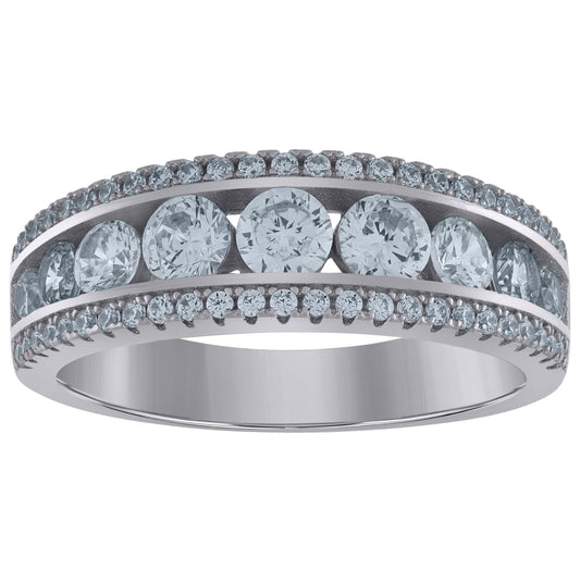 Sterling Silver Womens Cubic-Zirconia Bridal Anniversary Engagement Wedding Band Ring
