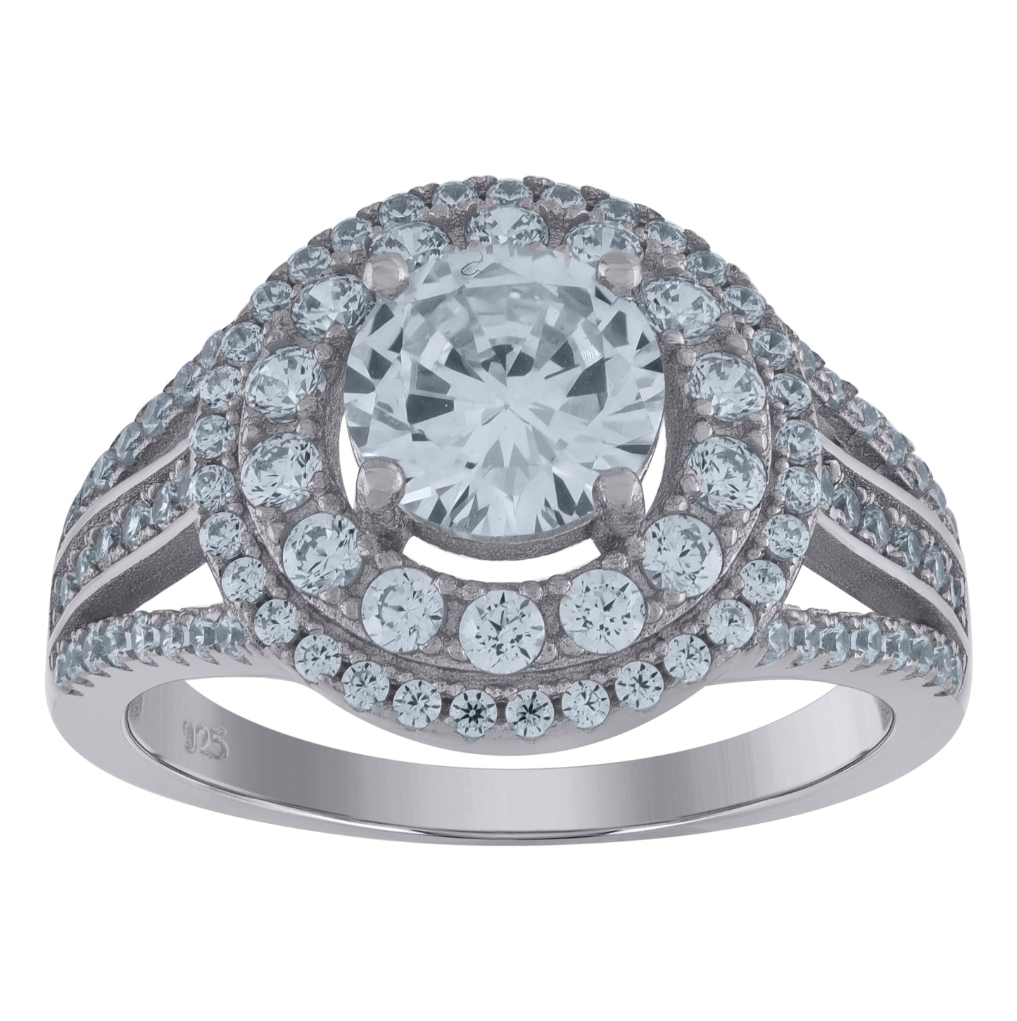 Sterling Silver Womens Cubic-Zirconia Bridal Anniversary Engagement Wedding Ring