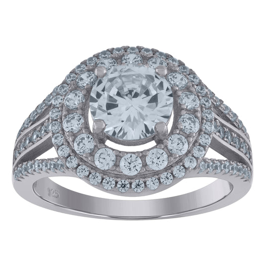 Sterling Silver Womens Cubic-Zirconia Bridal Anniversary Engagement Wedding Ring