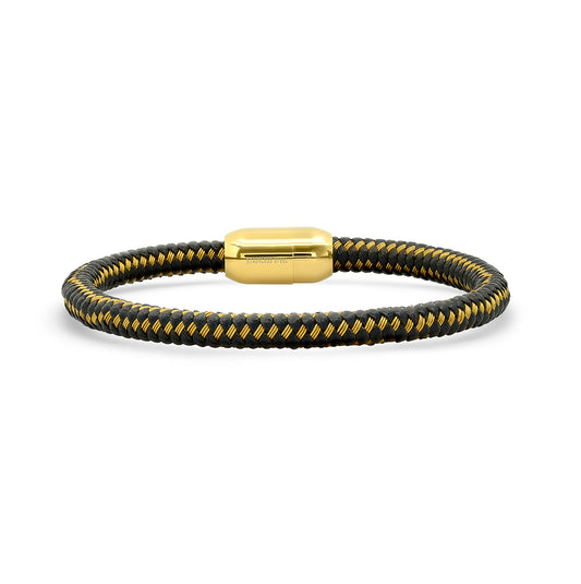 Stainless Steel Mens Yellow Or Black-Tone Weave Fashion Bracelet