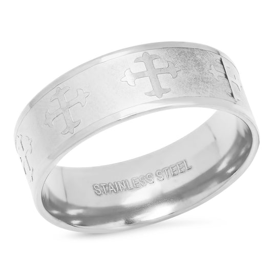 Stainless Steel Mens Cross Religious Bridal Anniversary Wedding Engagement Band Ring