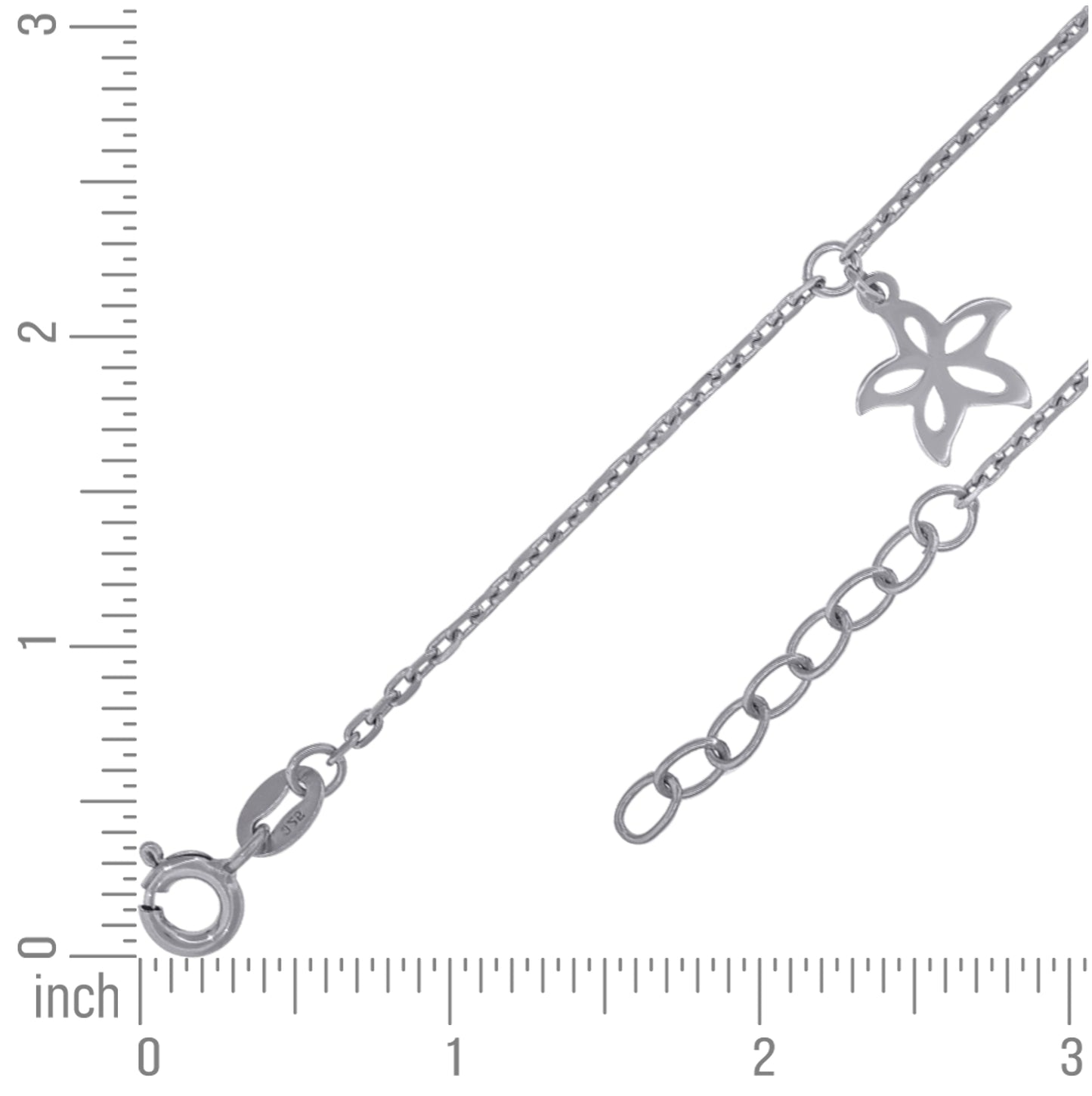 Sterling Silver Womens Ocean Life Charms Anklet Size 10 Inches