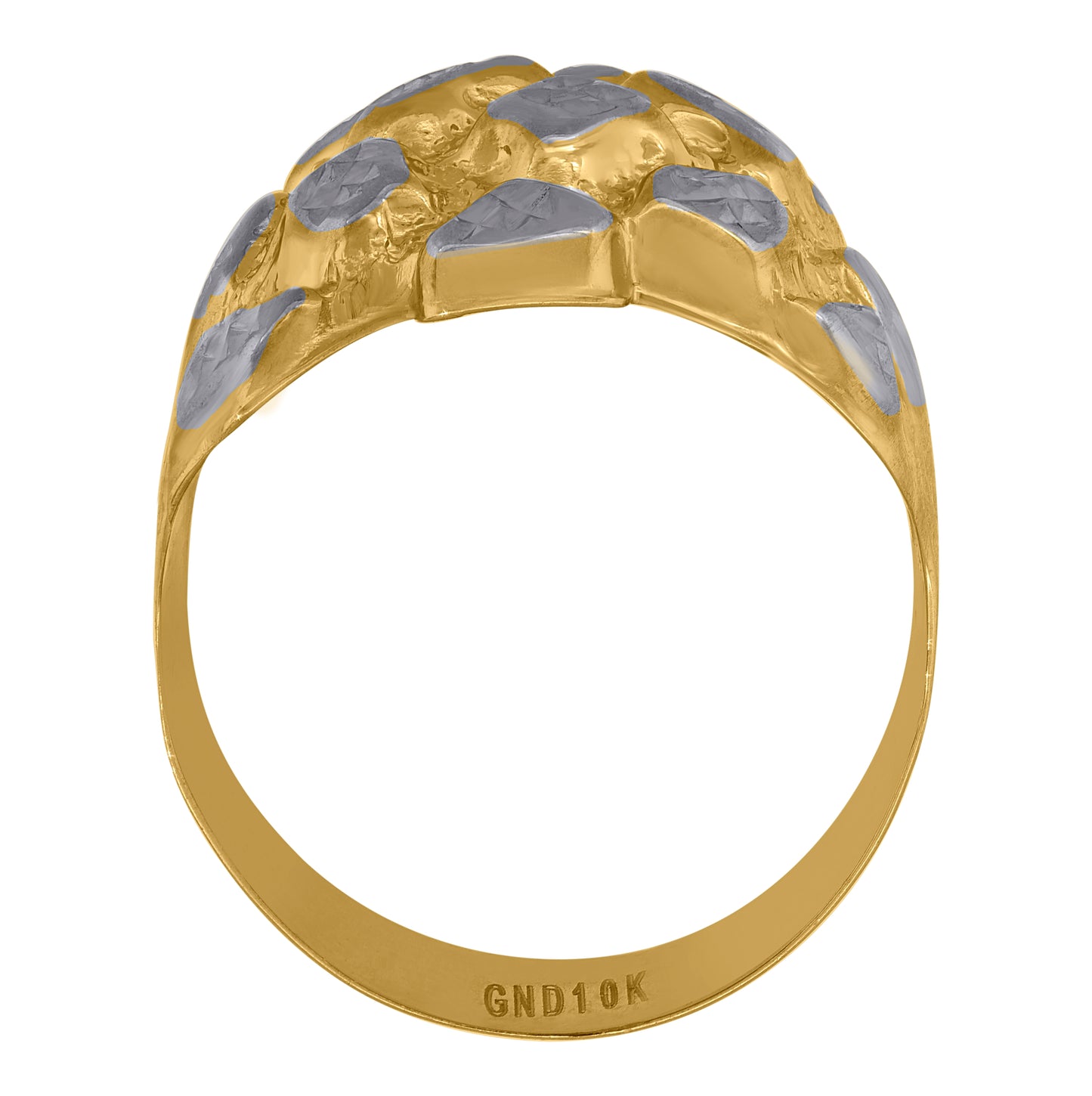 10K Two-tone Gold Mens Nugget Fashion Ring